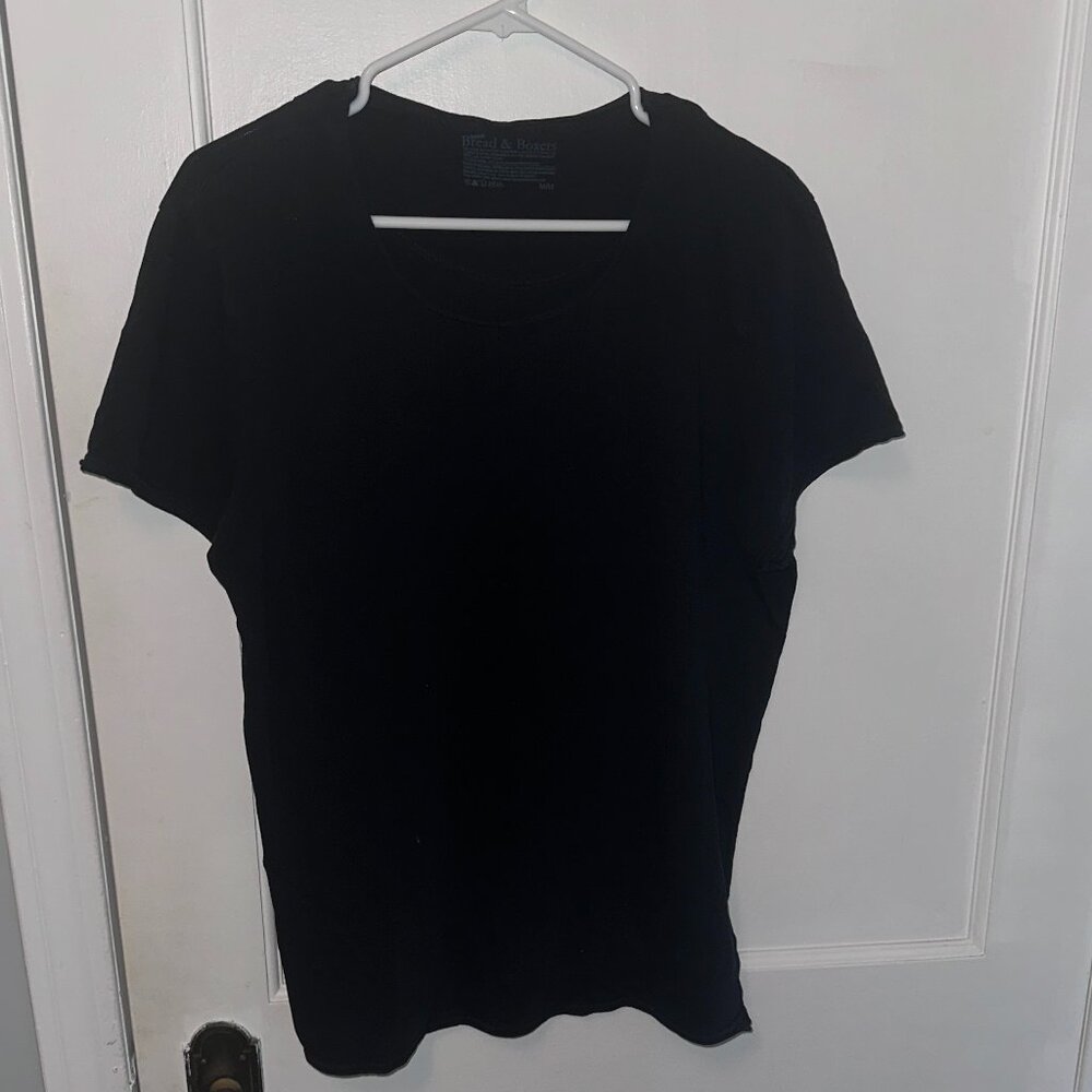 Bread and Boxers Men's Medium Black Round Neck T Shirt